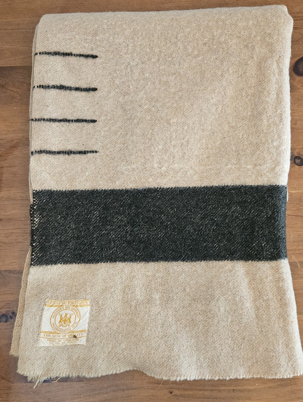Vtg 1930s Hudsons Bay 4-Point Wool Blanket Rare Camel Colorway Gold Label EUC